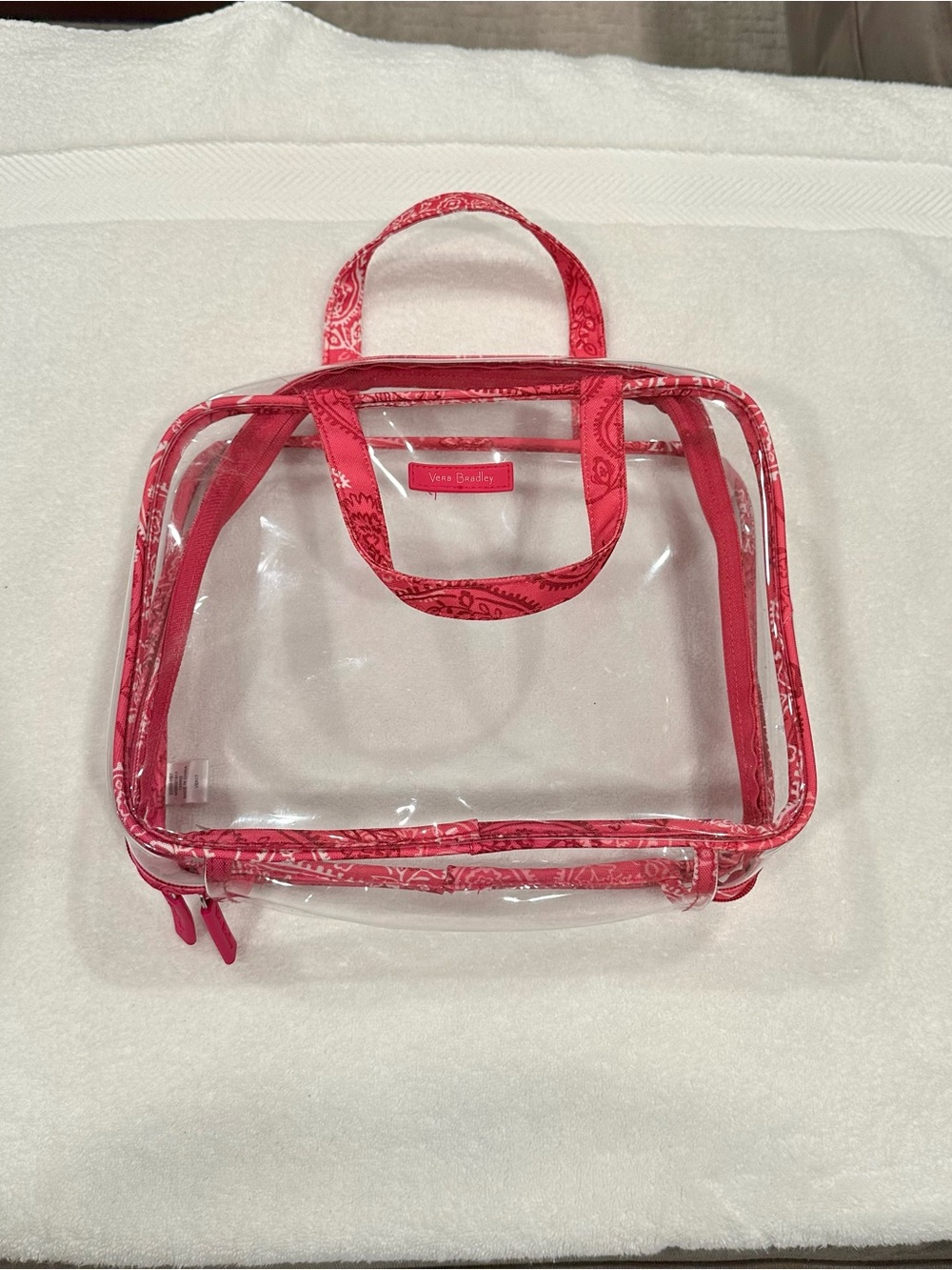 Vera Bradley Clear Cosmetic Travel Case with Pink Trim